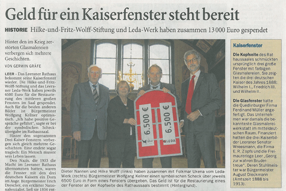 Kaiserfenster Übergabe Spende