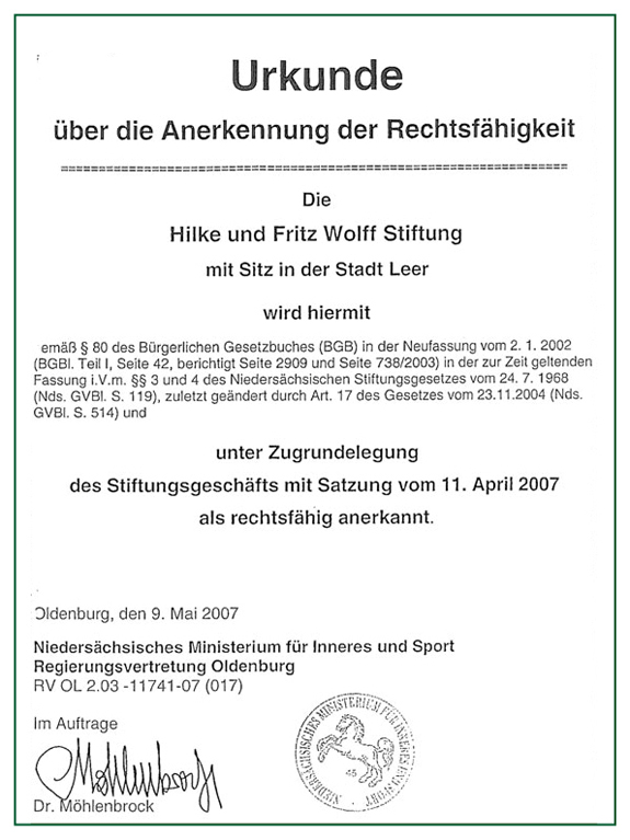 Stiftungsurkunde